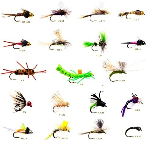 ROKC Premium Fly Fishing Fles מגוון | זבובים יבשים, זבובים רטובים, נימפות, זבובי זרמים, קדדיס, הופר | סט פורל, בס, סט פיתוי